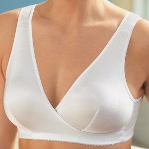 Glamorise 34A 34B 34C COMPLETE COMFORT Bra (WIRELESS) WIDE-STRAPS White NEW